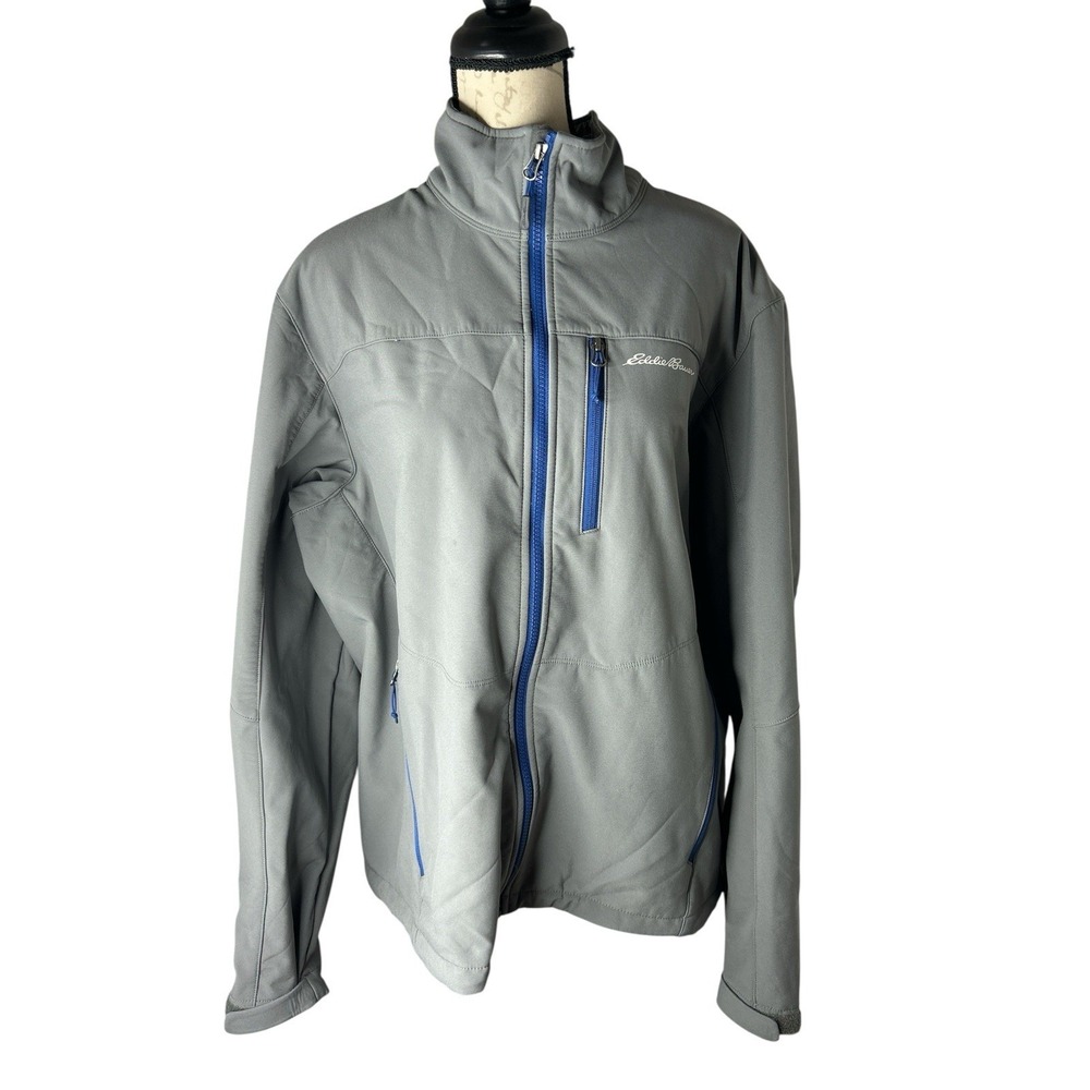 Eddie Bauer Men's XL Softshell Jacket Full Zip Blue Gray Outdoor